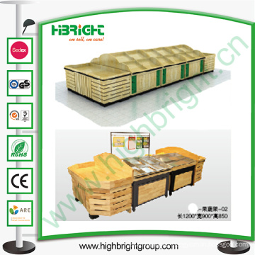Super Market Wooden Display Stand for Fruits and Vegetables